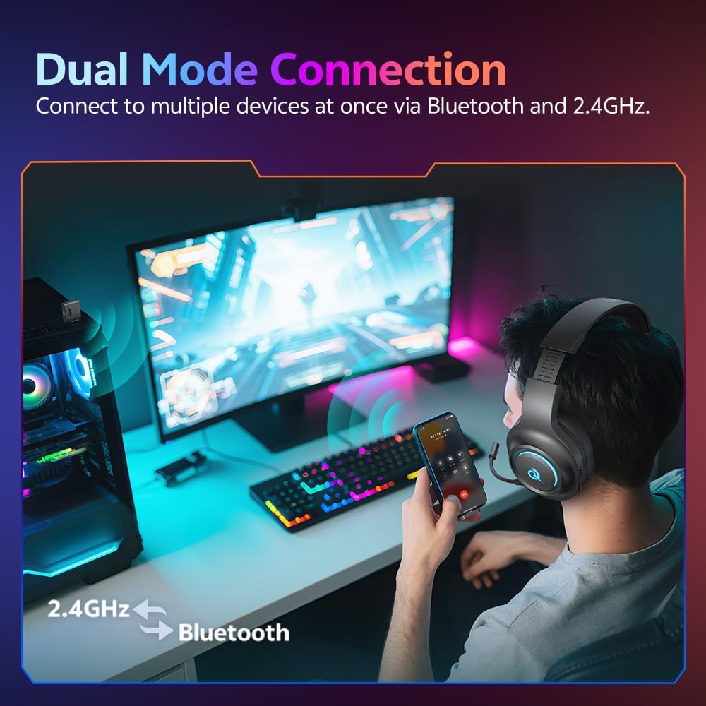 QCY Heroad V200 7.1 Virtual Headset H4GM Tri Mode Edition