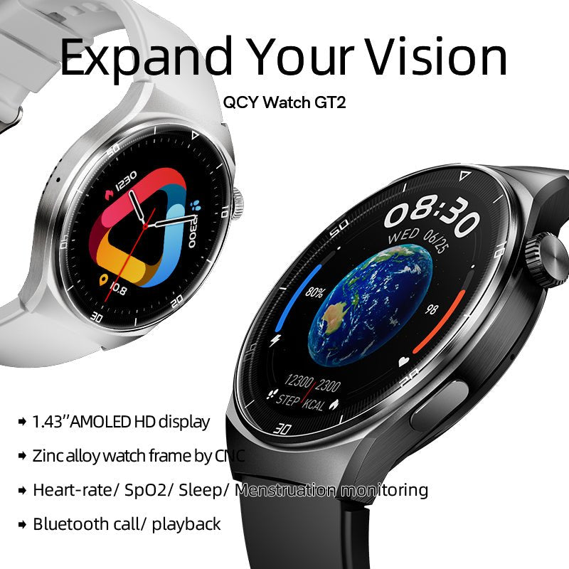 QCY GT2 Smart Watch With 1.43 AMOLED Display, Zinc Alloy Frame
