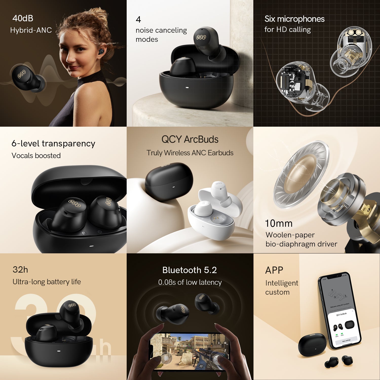 QCY HT07 Arc Buds ANC Wireless Earbuds