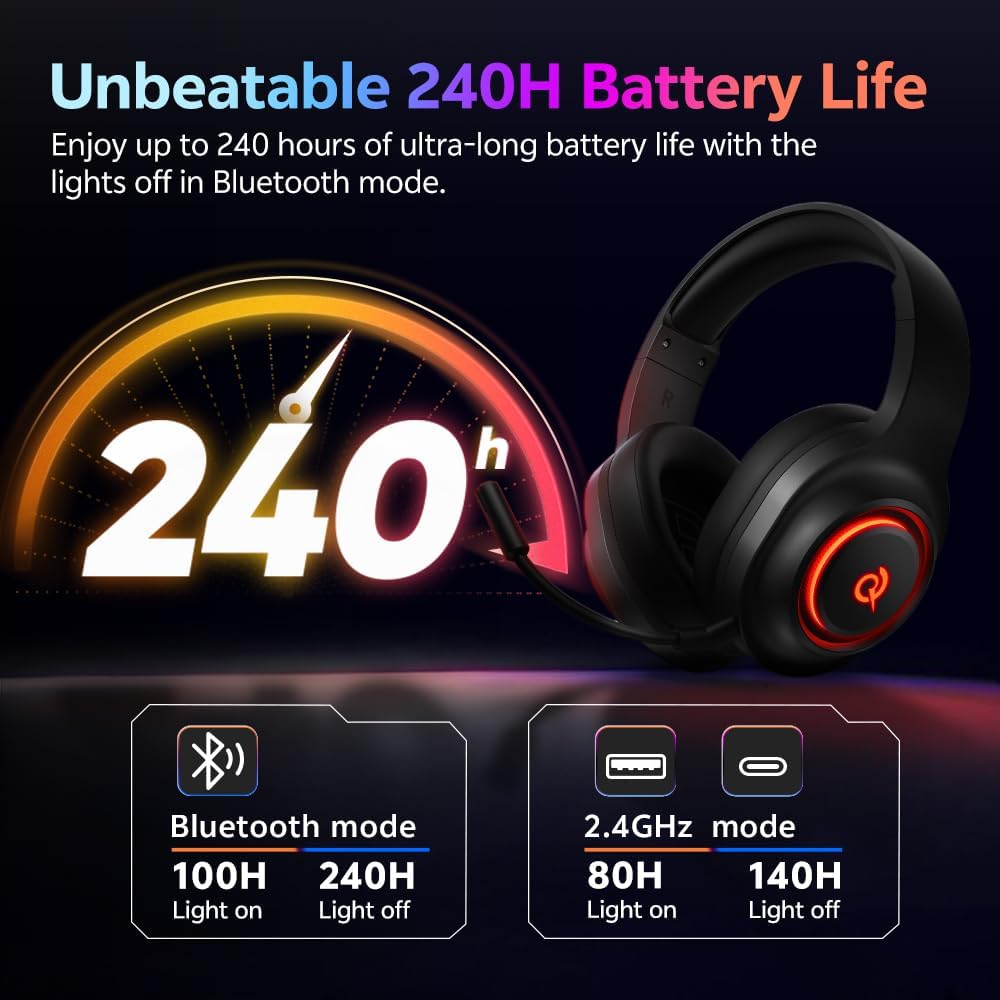 QCY Heroad V200 7.1 Virtual Headset H4GM Tri Mode Edition